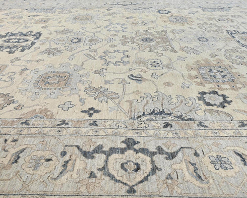 12x15 Zeigler Beige Afghan Hand Knotted Wool Area Rug